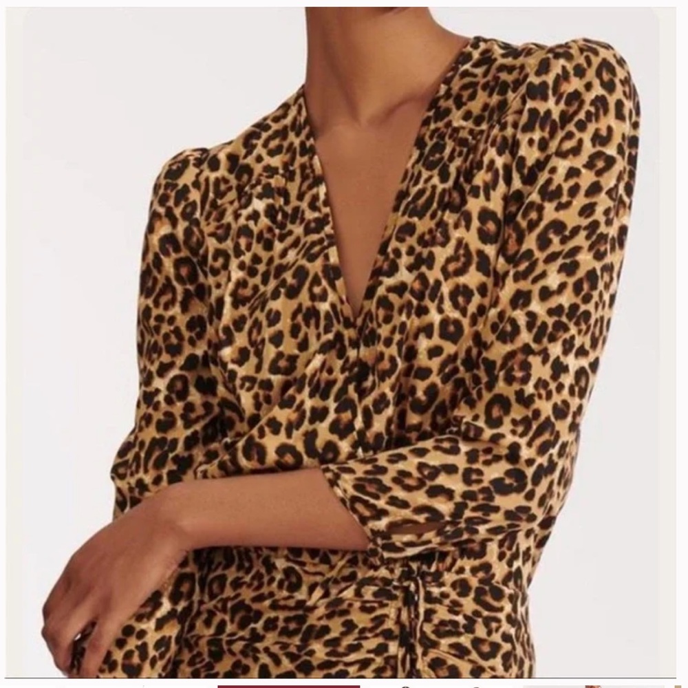 VERONICA BEARD | Arielle Leopard Print Silk Blend Dress - Picture 3 of 15